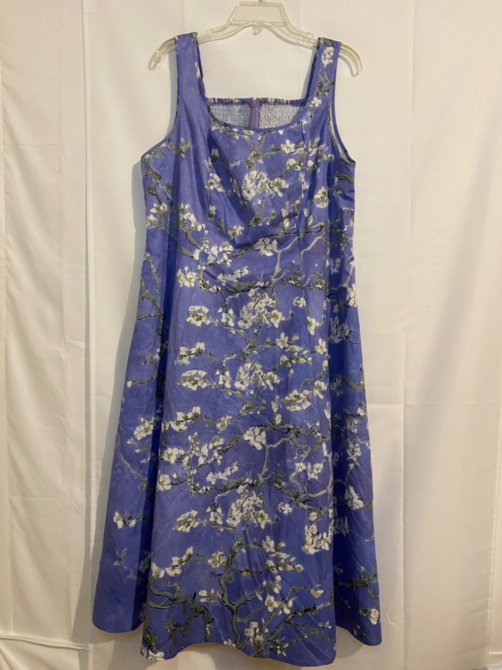 SHEIN Periwinkle Blue Floral A-Line Midi Dress